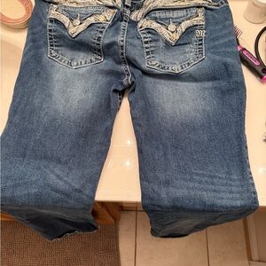 Miss Me Blue Boyfriend Jeans with Embellished Pockets